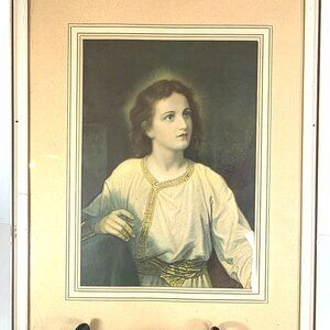 Vintage Print of Jesus at age 12 - in Original Frame 15" x 12"